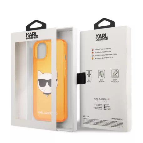 Karl Lagerfeld TPU Choupette Apple iPhone 13 (6.1) hátlapvédő tok Fluo Orange (KLHCP13MCHTRO)