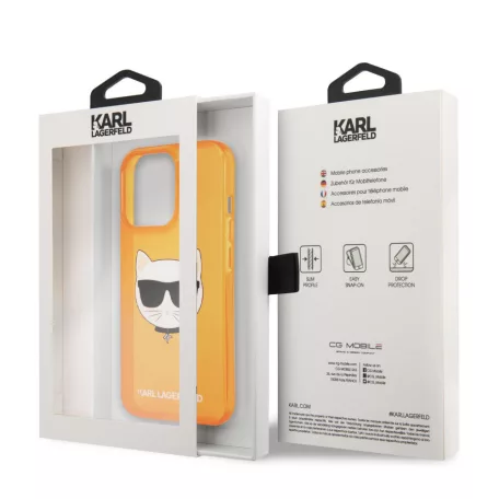 Karl Lagerfeld TPU Choupette Apple iPhone 13 Pro (6.1) hátlapvédő tok Fluo Orange (KLHCP13LCHTRO)
