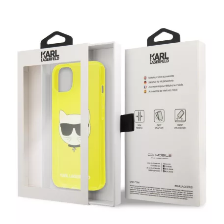 Karl Lagerfeld TPU Choupette Apple iPhone 13 (6.1) hátlapvédő tok Fluo Yellow (KLHCP13MCHTRY)