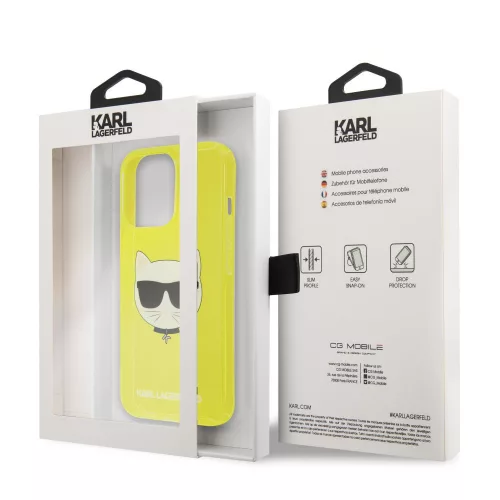 Karl Lagerfeld TPU Choupette Apple iPhone 13 Pro (6.1) hátlapvédő tok Fluo Yellow (KLHCP13LCHTRY)