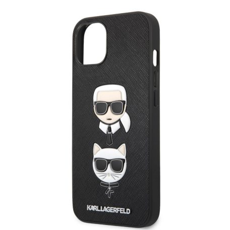 Karl Lagerfeld and Choupette Apple iPhone 13 Mini (5.4) PU Saffiano hátlapvédő tok fekete (KLHCP13SSAKICKCBK)