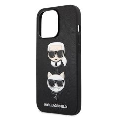   Karl Lagerfeld and Choupette Apple iPhone 13 Pro Max (6.7) PU Saffiano hátlapvédő tok fekete (KLHCP13XSAKICKCBK)