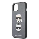 Karl Lagerfeld and Choupette Apple iPhone 13 (6.1) PU Saffiano hátlapvédő tok ezüst (KLHCP13MSAKICKCSL)