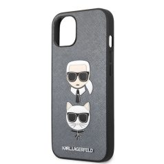   Karl Lagerfeld and Choupette Apple iPhone 13 (6.1) PU Saffiano hátlapvédő tok ezüst (KLHCP13MSAKICKCSL)