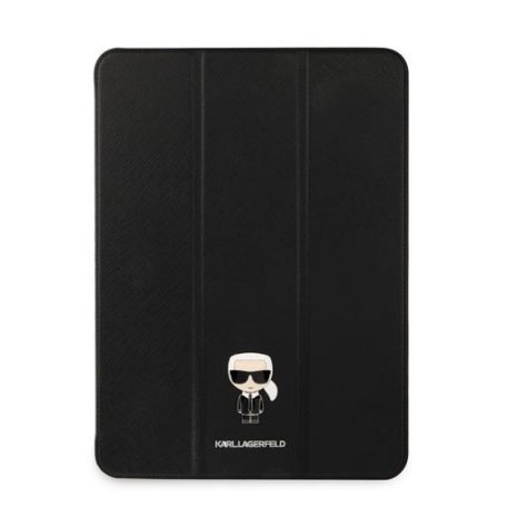 Karl Lagerfeld Apple iPad Pro 11 (2021) Metal Saffiano oldalra nyíló könyv tok fekete (KLFC11OKMK)