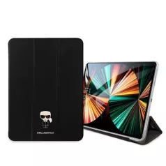   Karl Lagerfeld Apple iPad Pro 12.9 (2021) Metal Saffiano oldalra nyíló könyv tok fekete (KLFC12OKHK)
