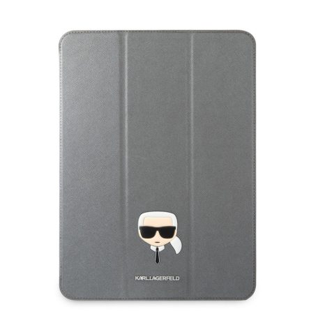 Karl Lagerfeld Apple iPad Pro 11 (2021) Metal Saffiano oldalra nyíló könyv tok ezüst (KLFC11OKHG)