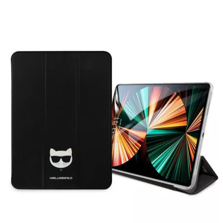 Karl Lagerfeld Apple iPad Pro 11 (2021) Choupette Head Saffiano oldalra nyíló könyv tok fekete (KLFC11OCHK)