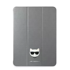  Karl Lagerfeld Apple iPad Pro 12.9 (2021) Choupette Head Saffiano oldalra nyíló könyv tok ezüst (KLFC12OCHG)