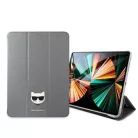 Karl Lagerfeld Apple iPad Pro 12.9 (2021) Choupette Head Saffiano oldalra nyíló könyv tok ezüst (KLFC12OCHG)