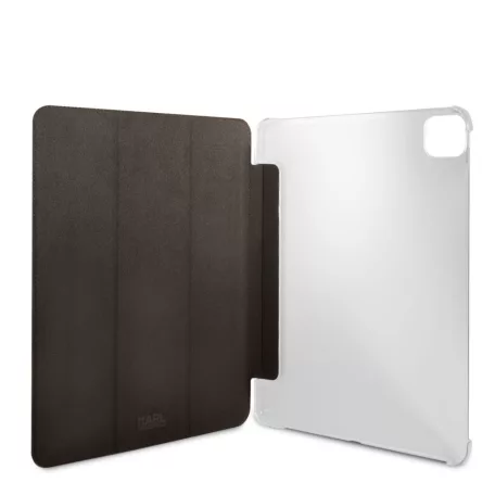 Karl Lagerfeld Apple iPad Pro 12.9 (2021) Choupette Head Saffiano oldalra nyíló könyv tok ezüst (KLFC12OCHG)