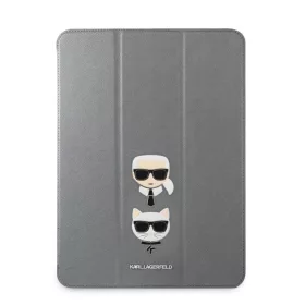   Karl Lagerfeld and Choupette Apple iPad Pro 12.9 (2021) Head Saffiano oldalra nyíló könyv tok ezüst (KLFC12OKCG)