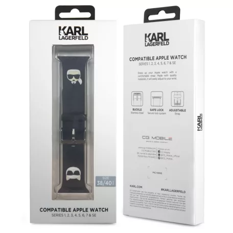 Karl Lagerfeld Karl and Choupette Head Apple Watch 38/40mm óraszíj fekete (KLAWMSLCKK)