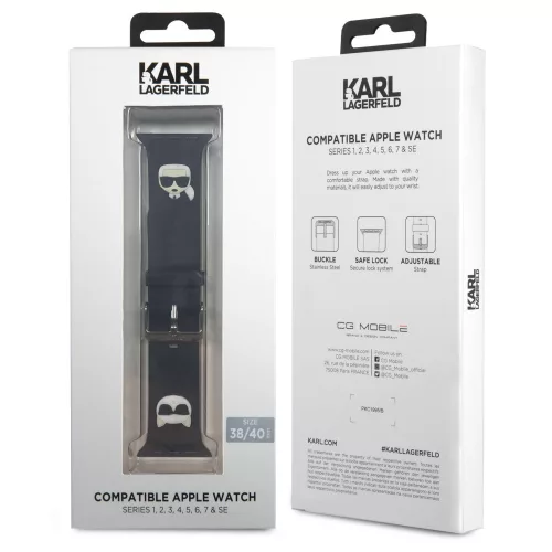Karl Lagerfeld Karl and Choupette Head Apple Watch 38/40mm óraszíj fekete (KLAWMSLCKK)