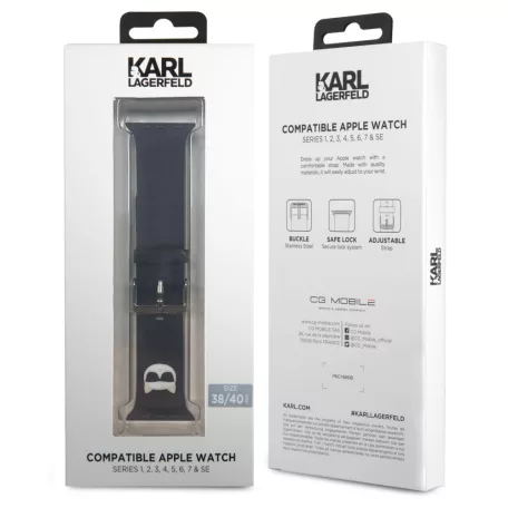 Karl Lagerfeld Karl and Choupette Head Apple Watch 42/44mm óraszíj fekete (KLAWLSLCKK)