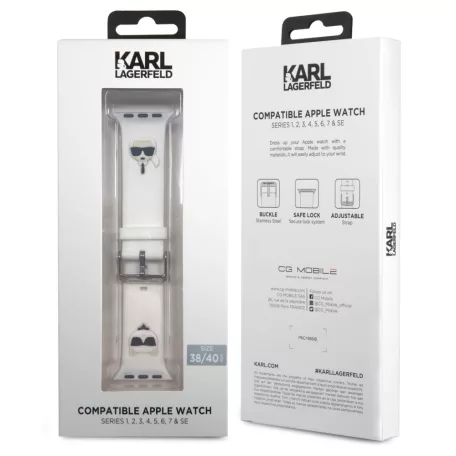 Karl Lagerfeld and Choupette Apple Watch 38/40mm óraszíj fehér (KLAWMSLCKW)