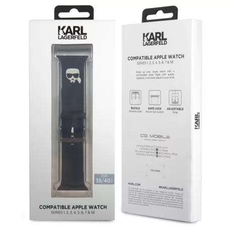 Karl Lagerfeld Karl Head Apple Watch 42/44mm óraszíj fekete (KLAWLSLKK)