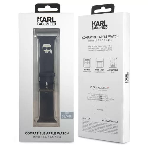 Karl Lagerfeld Karl Head Apple Watch 42/44mm óraszíj fekete (KLAWLSLKK)
