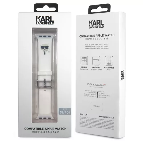 Karl Lagerfeld Karl Head Apple Watch 38/40mm óraszíj fehér (KLAWMSLKW)