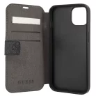 Guess Apple iPhone 13 (6.1) PU 4G Metal Logo oldalra nyíló könyv tok szürke (GUBKP13M4GMGGR)