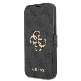   Guess Apple iPhone 13 Pro (6.1) PU 4G Metal Logo oldalra nyíló könyv tok szürke (GUBKP13L4GMGGR)