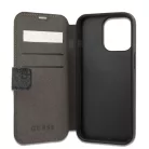 Guess Apple iPhone 13 Pro (6.1) PU 4G Metal Logo oldalra nyíló könyv tok szürke (GUBKP13L4GMGGR)