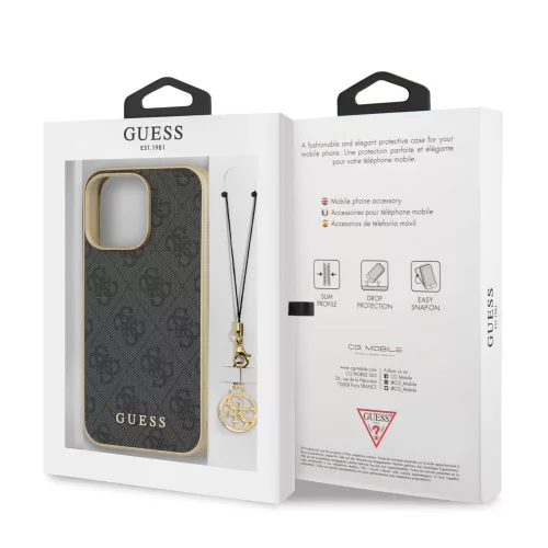 Guess 4G Charms Apple iPhone 13 Pro (6.1) hátlapvédő tok szürke (GUHCP13LGF4GGR)