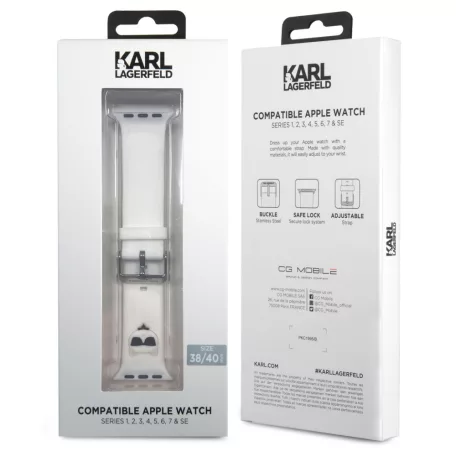 Karl Lagerfeld Choupette Head Apple Watch 38/40mm óraszíj fehér (KLAWMSLCW)