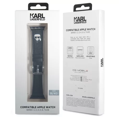 Karl Lagerfeld Karl Head Apple Watch 38/40mm óraszíj fekete (KLAWMOKHK)