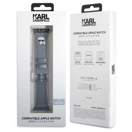 Karl Lagerfeld Karl Head Apple Watch 38/40mm óraszíj ezüst (KLAWMOKHG)