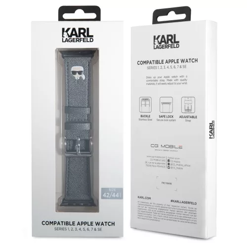 Karl Lagerfeld Karl Head Apple Watch 42/44mm óraszíj ezüst (KLAWLOKHG)