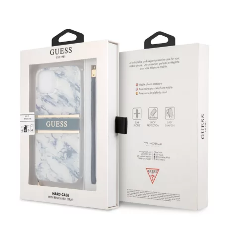 Guess Apple iPhone 13 Pro Max (6.7) TPU Marble hátlapvédő tok kék (GUHCP13XKMABBL)