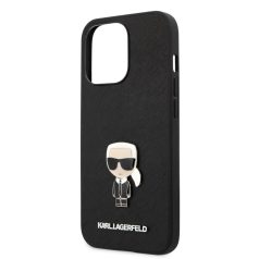   Karl Lagerfeld Apple iPhone 13 Pro (6.1) PU Saffiano Ikonik hátlapvédő tok fekete (KLHCP13LIKMSBK)