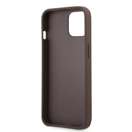 Guess Apple iPhone 13 Mini (5.4) PU 4G Metal Logo hátlapvédő tok barna (GUHCP13SPU4GHBR)