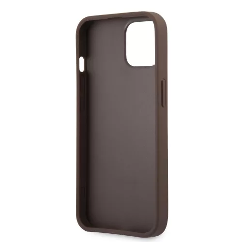Guess Apple iPhone 13 Mini (5.4) PU 4G Metal Logo hátlapvédő tok barna (GUHCP13SPU4GHBR)