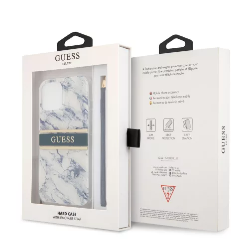 Guess Apple iPhone 12 / 12 Pro 2020 (6.1) TPU Marble hátlapvédő tok kék (GUHCP12MKMABBL)