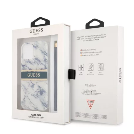Guess Apple iPhone 11 (6.1) 2019 TPU Marble hátlapvédő tok kék (GUHCN61KMABBL)