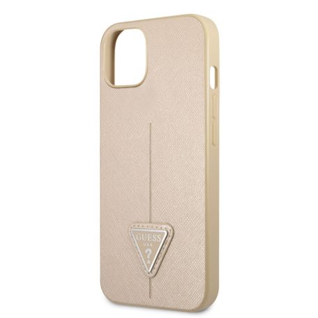 Guess PU Saffiano Triangle Apple iPhone 13 (6.1) hátlapvédő tok arany (GUHCP13MPSATLE)