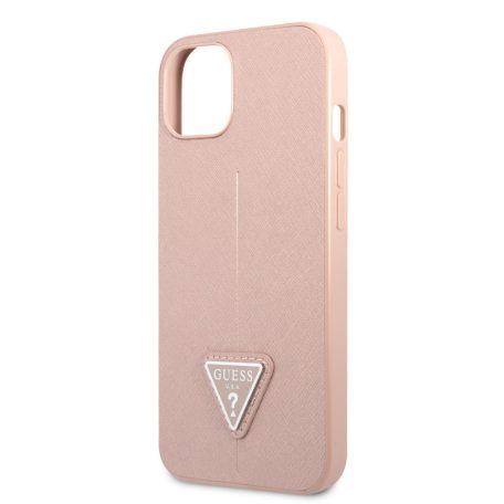 Guess PU Saffiano Triangle Apple iPhone 13 (6.1) hátlapvédő tok pink (GUHCP13MPSATLP)