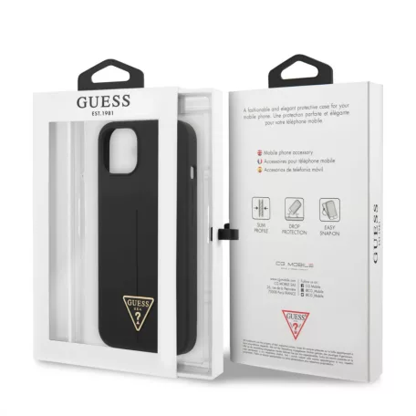 Guess Silicone Line Triangle Apple iPhone 13 Pro (6.1) hátlapvédő tok fekete (GUHCP13LSLTGK)