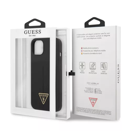 Guess Silicone Line Triangle Apple iPhone 13 Pro Max (6.7) hátlapvédő tok fekete (GUHCP13XSLTGK)
