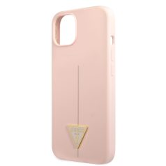   Guess Silicone Line Triangle Apple iPhone 13 (6.1) hátlapvédő tok pink (GUHCP13MSLTGP)