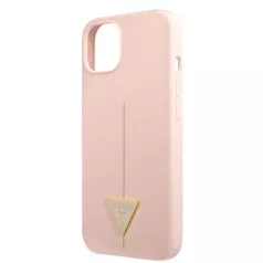   Guess Silicone Line Triangle Apple iPhone 13 (6.1) hátlapvédő tok pink (GUHCP13MSLTGP)