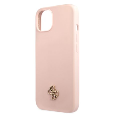 Guess Apple iPhone 13 Pro Max (6.7) 4G Silicone Metal Logo hátlapvédő tok pink (GUHCP13XS4LP)