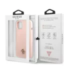 Guess Apple iPhone 13 Pro Max (6.7) 4G Silicone Metal Logo hátlapvédő tok pink (GUHCP13XS4LP)