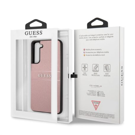 Guess PU Leather Saffiano Samsung G990B Galaxy S21 FE (2022) hátlapvédő tok pink (GUHCS21FPSASBPI)
