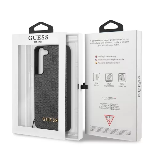Guess 4G Charms Samsung SM-S901 Galaxy S22 (2022) hátlapvédő tok szürke (GUHCS22SGF4GGR)