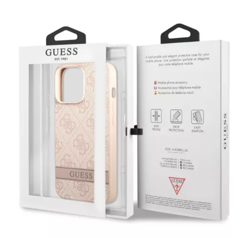 Guess Apple iPhone 13 Pro (6.1) PU 4G Stripe hátlapvédő tok pink (GUHCP13LP4SNP)