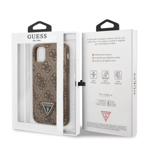 Guess 4G Saffiano Double Card Apple iPhone 13 Pro Max (6.7) hátlapvédő tok barna (GUHCP13XP4TPW)