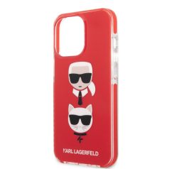   Karl Lagerfeld and Choupette Head Apple iPhone 13 Pro (6.1) hátlapvédő tok piros (KLHCP13LTPE2TR)